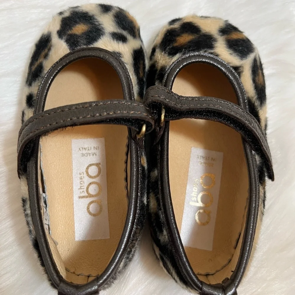 Aba Brown Tan Animal Print Faux Fir Soft Sole Shoes